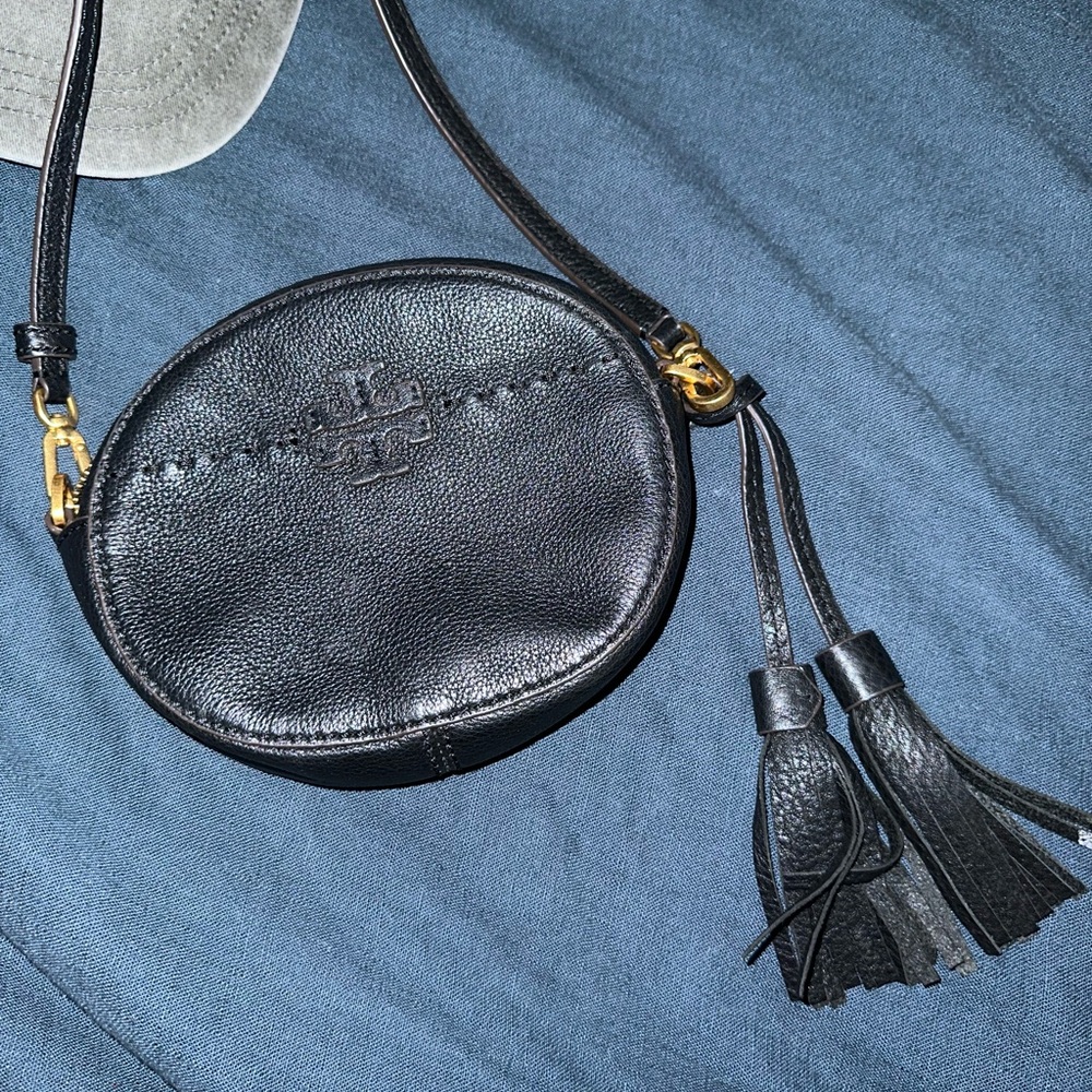 Tory Burch Black Round Crossbody Bag with Tassels